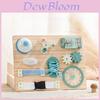 Wooden Blue Clock Busy Board With Educational Activities For Toddler Learning