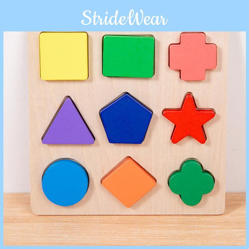 Wooden Shape Recognition Puzzle Toddlers Educational Interactive Toy Children