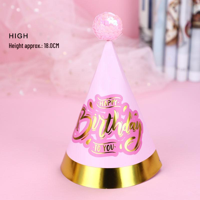 Shiny Cute Birthday Hat with Plush Ball for Party Costumes (Child & Adult)