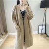 Loose V-neck Mid-length Knitted Cardigan for Women Diamond-shaped Twisted Sweater Coat Solid-color Casual Long-sleeved Cardigan