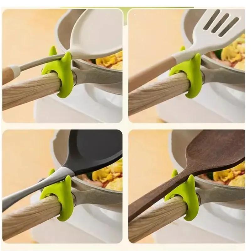 Kitchen Spoon Holders Shovel Spatula Rack Shelf Organizer Silicone Non-slip Anti-Scald Holder Steam Releaser Cooking Utensils