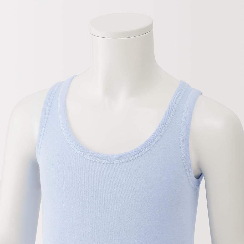 MUJI Smooth Cotton Tank Top Light Size 140 Kids' (Innerwear) Unisex, Blue, (FF0P0A6S)