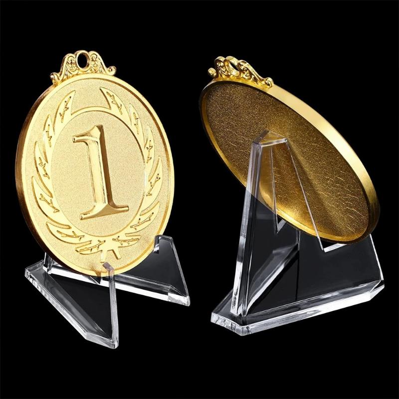 10/20/30Pcs Transparent Acrylic Coin Display Stand Trading Card Stand Commemorative Coin Mini Stand Badge Stand Ornament