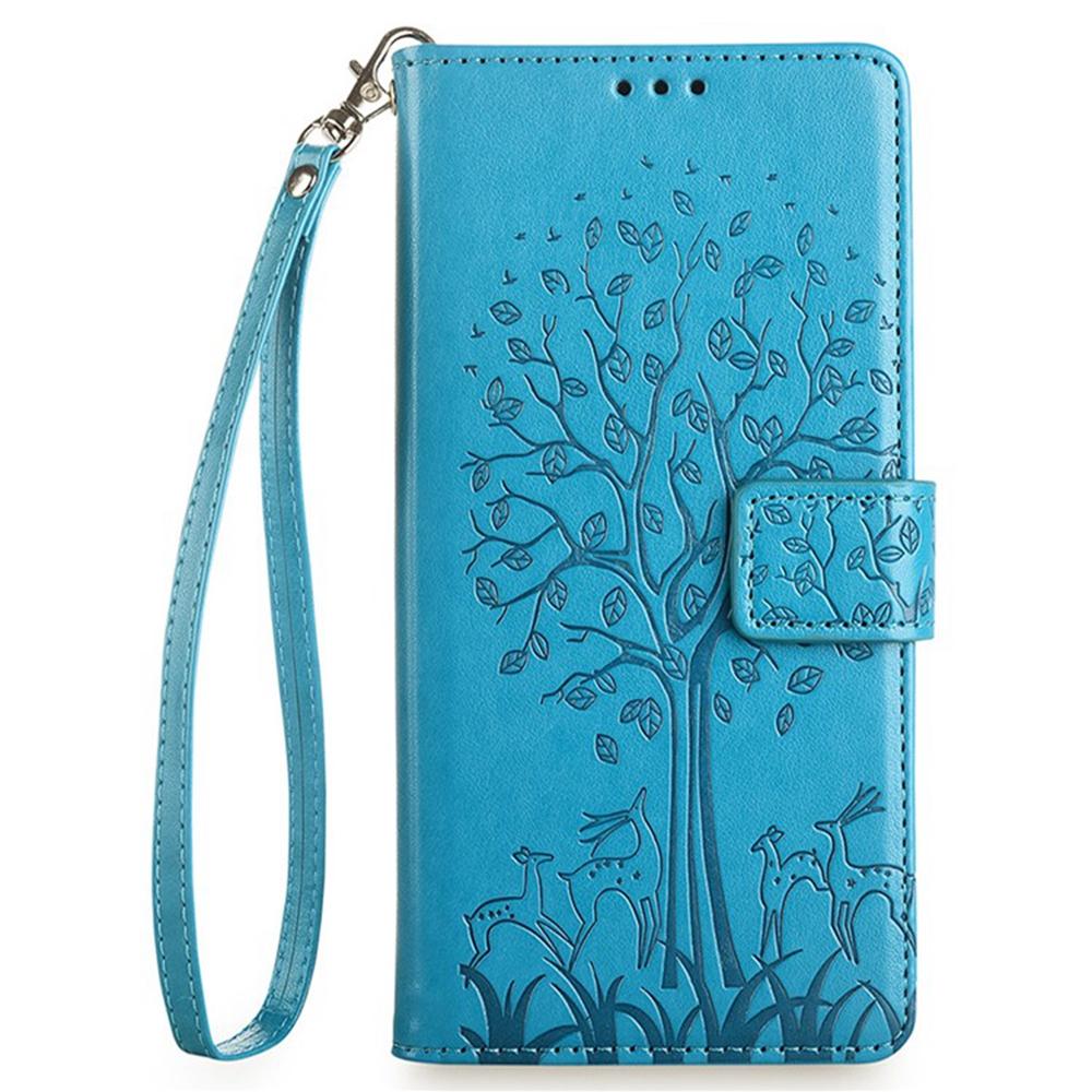 For iPhone 17 Pro Max Case PU Leather Wallet Phone Cover Tree Deer Imprinted