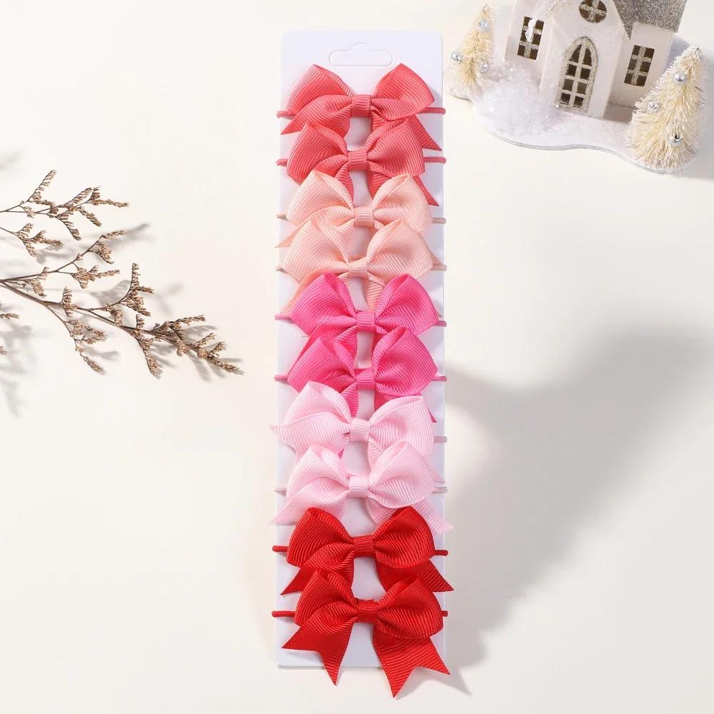 10Pcs Bows Elastic Hair Rubber Band Hair Ties Ribbon Pigtail Grosgrain Hair Accessories Girl Baby Gift Bands for Children