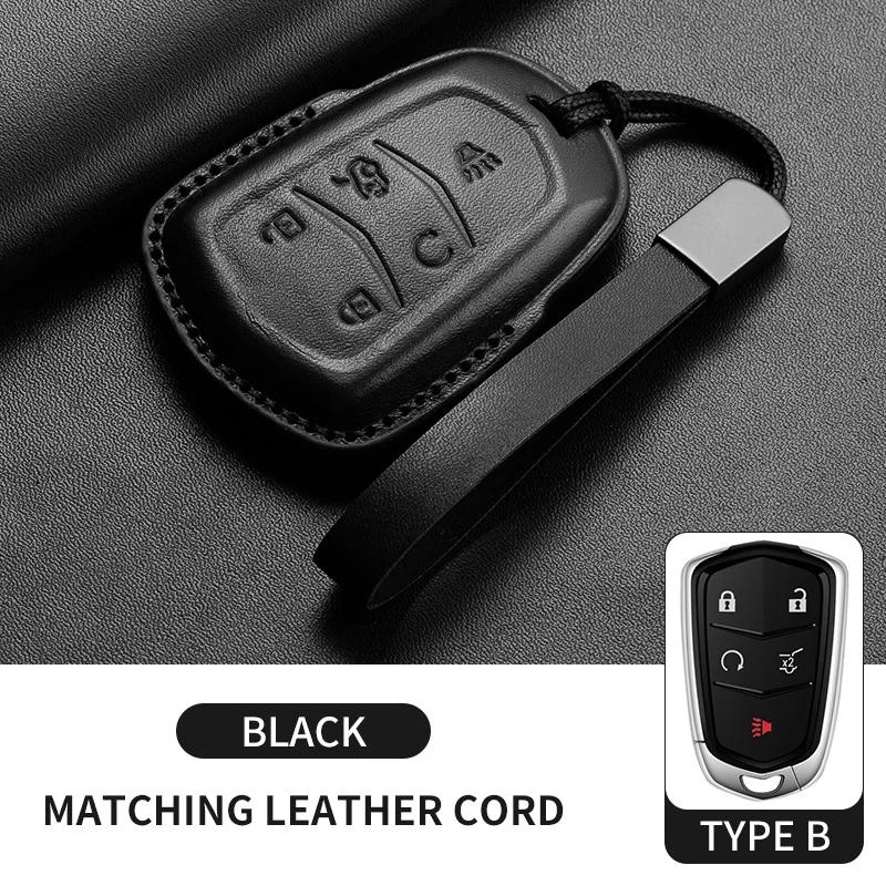 Leather Car Key Case Cover For Cadillac CT4 CT5 ATS CT6 CTS DTS XT5 Escalade ESV SRX STS XTS  XT4 28T ELR  Car Key Accessoires