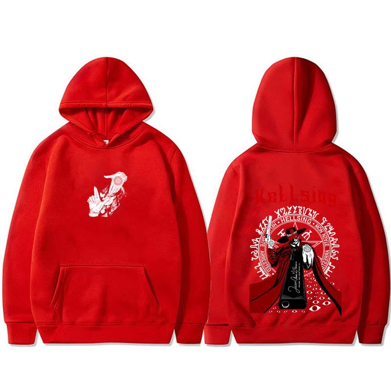 Anime Hellsing Vampire Alucard Graphic Hoodie Men Women Manga Oversized Pullover Hoodies Male Hooded Sweatshirt