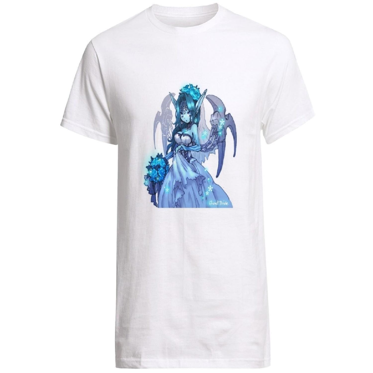 

League of Legends Champion Ghost Bride Morgana Shirt Custom Fruit of the Loom T-shirt (S) XXXXXL білий