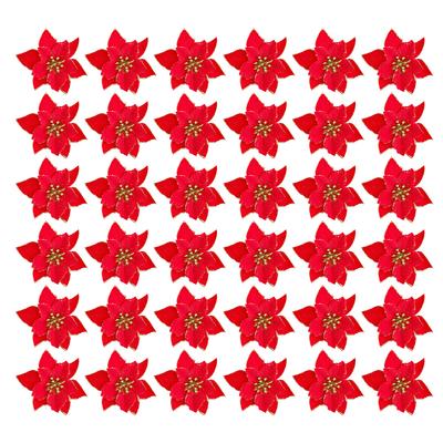 Holiday Decor Flowers Glitter Finish Christmas Poinsettia User-Friendly Installation Versatile Use 13cm Diameter