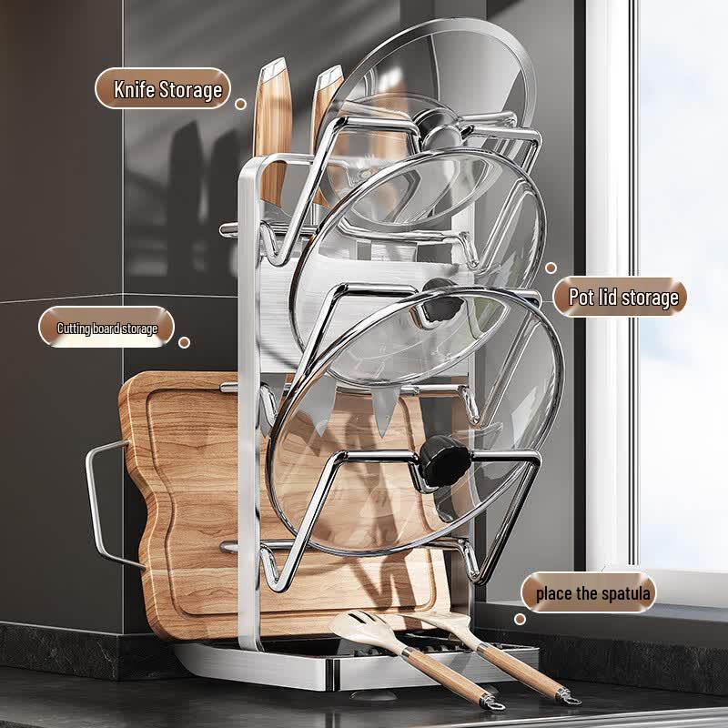 Brangdy 304 Stainless Steel Pot Lid & Cutting Board Organizer