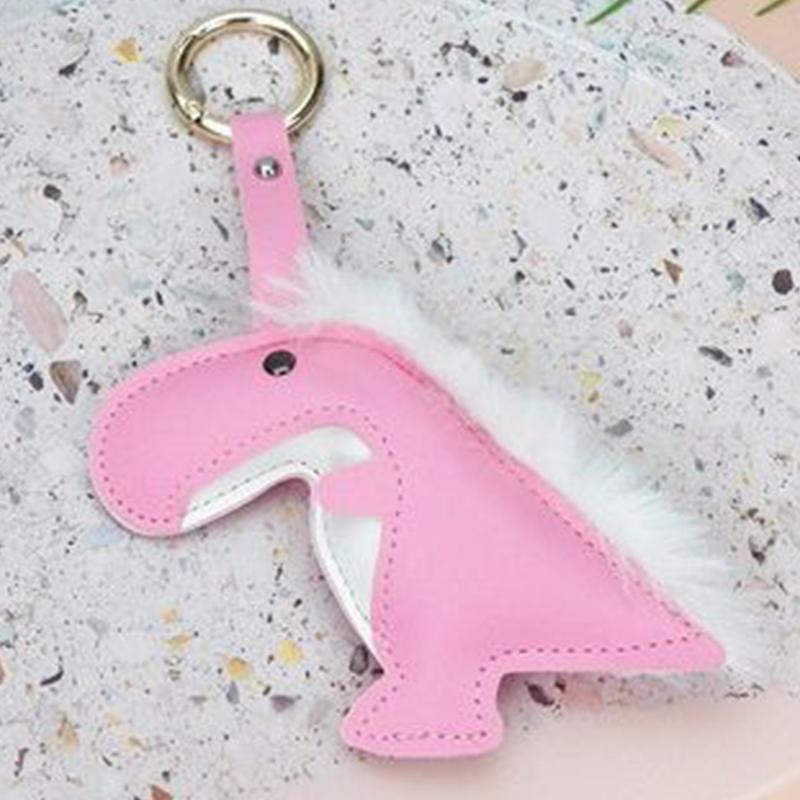 Frauen Mädchen Anhänger Kreative Schlüssel Ringe Halter Niedlichen Cartoon Dinosaurier Tasche Dekorationen PU Leder Dekorative Geschenk Zubehör