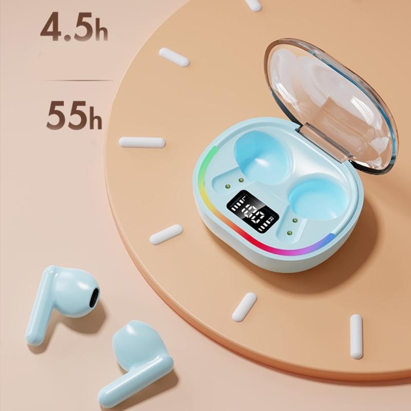 Clear Charging Case Bluetooth-compatible Earbuds With Charging Case Sport EarBuds HiFi Sound Quality LED Display