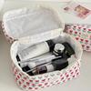 Vintage Quilted Portable Ladies Storage Bag Makeup Case Female Small Purse Handbags Red Tulip Flower Women's Cosmetic Bags