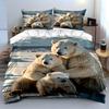 Polar Bear Family in Snow Bedding Duvet Cover Set  (1*Duvet Cover 2*Pillowcases, without duvet insert)