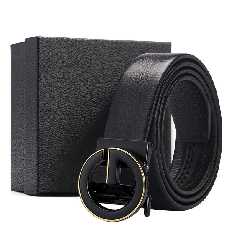 Leather Belt Men's First Cowhide Business Gift Belt Men's Belt Automatic Buckle