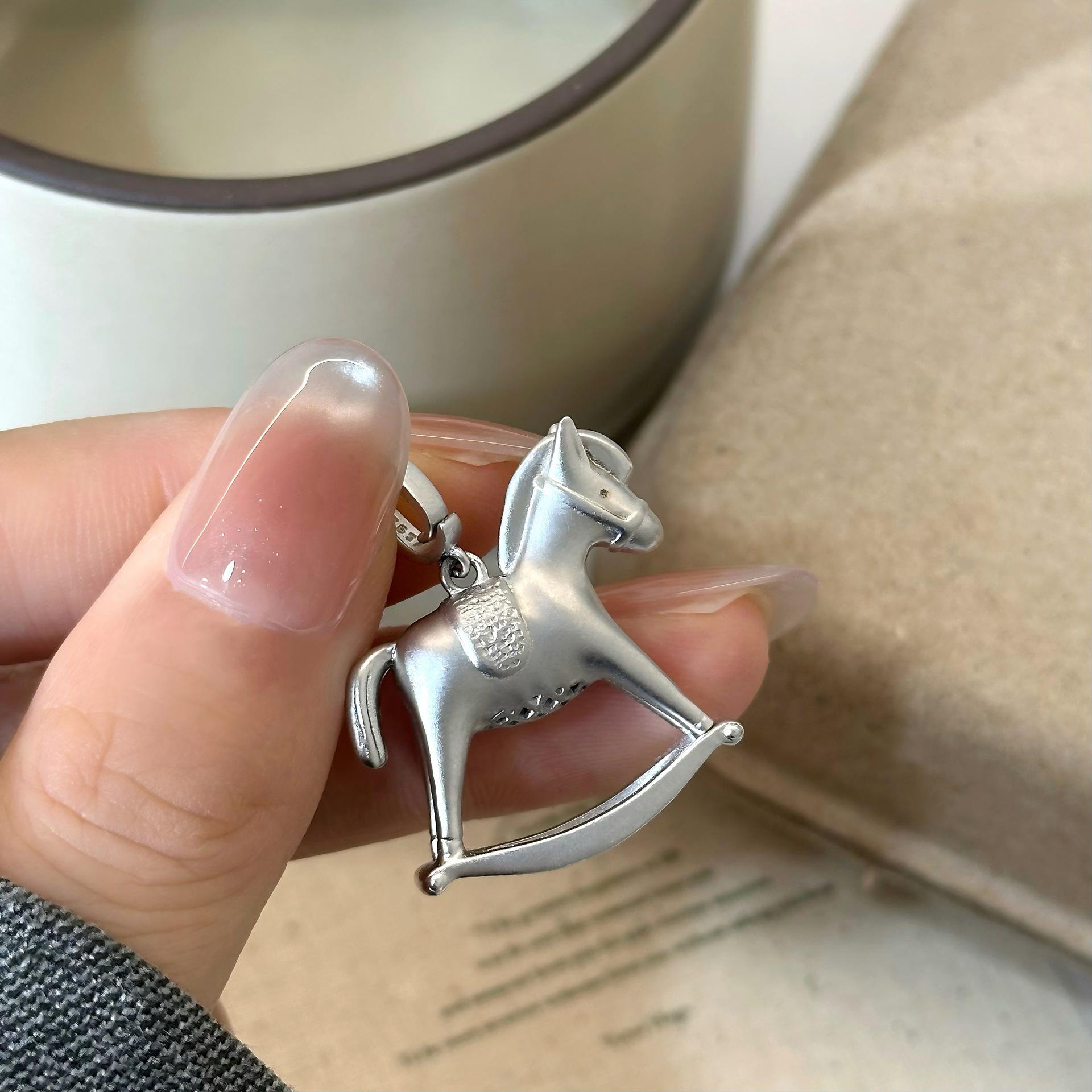 

Sterling Silver Rocking Horse Pendant - Korean Style Niche Design Jewelry 925 Silver