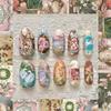 24PCS Gentle Field Patterns Press On Nails with Glue Sweet Swan Rabbit Oil Paintings Almond Fake Nails Wearable False Nails Tips