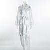 Plus Size European & American Lace Trim Long Robe Nightgown Lingerie