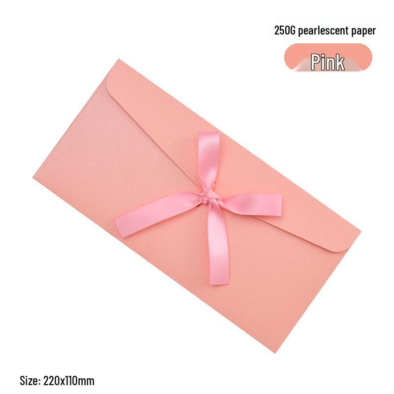 Ruban nacré Nœud Enveloppe Cadeau & Invitation avec Impression de Logo Personnalisé