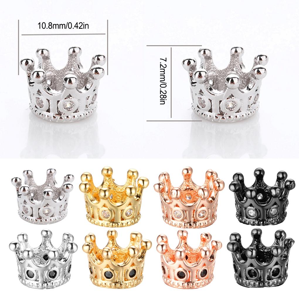 Crown Beads for Bracelets Making Large Hole Spacers Bracelet Charms Crystal Decor with Rhinestones Ornaments for DIY Jewelry