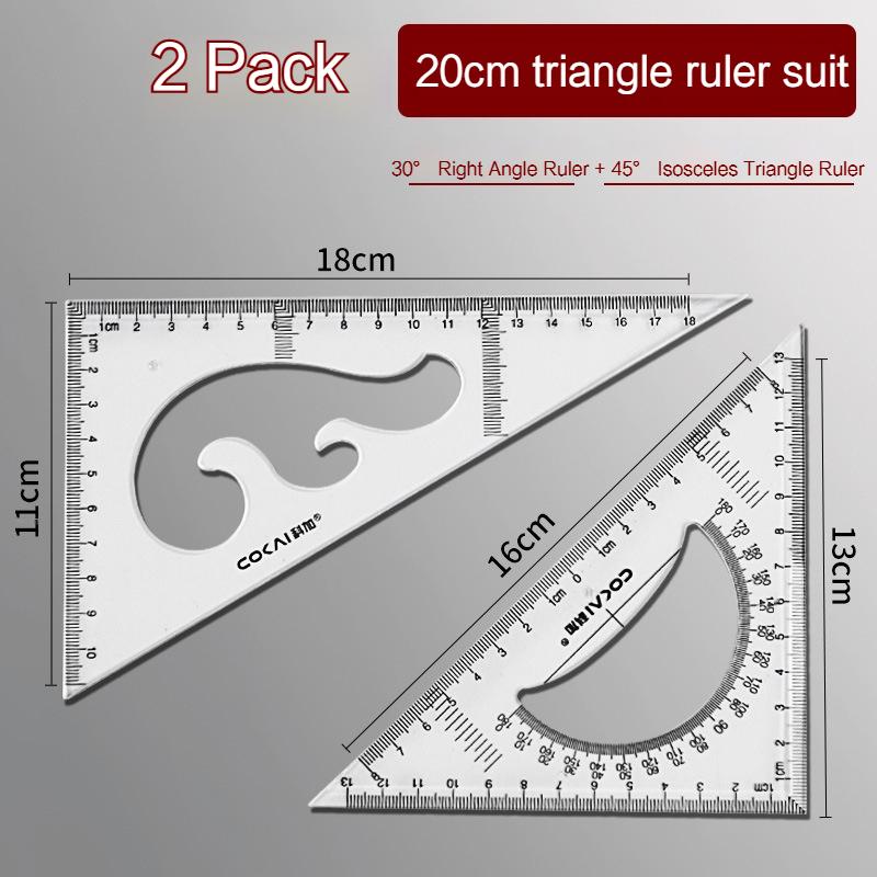 Premium Drawing Tool Ruler Set 30/45 Degree Triangle Ruler Protractor Compass Pencil Multi-Function Measurement Drafting Kit