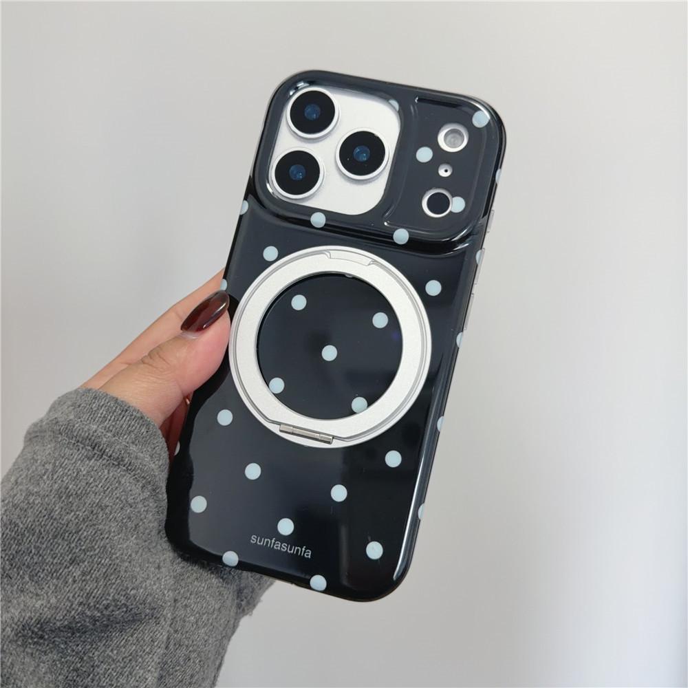 Polka Dot Rotating Stand Phone Case for iPhone 17Pro/16Promax/15/14