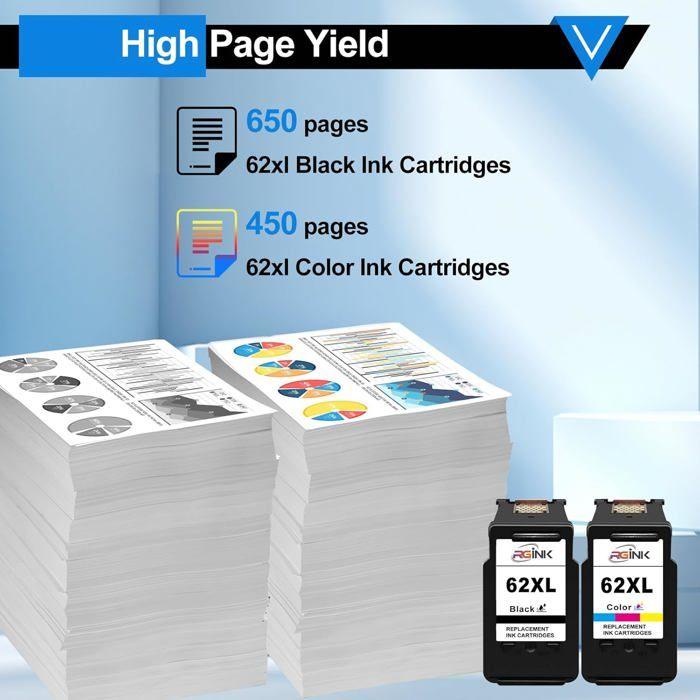 Cartouche d'Encre Compatible - HP 62 XL - Noir et Couleur - Pack de 2 - Haute Capacité
