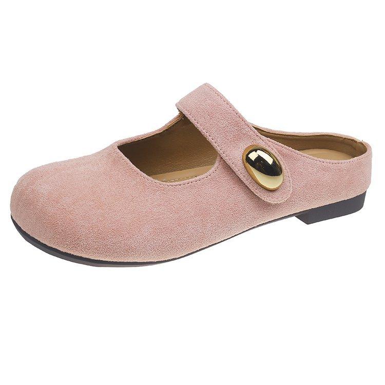 

Баотоу полутапочки женские носят на плоской подошве беременные женщины ленивые на один педаль лето 2025 новинка юбка Мюли крутые тапочки 40 розовый