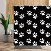 3D Cartoons Black White Cat Bathroom Waterproof Shower Curtain Simple Footprint Bathroom Curtains Set Bathtub Screen With Hooks