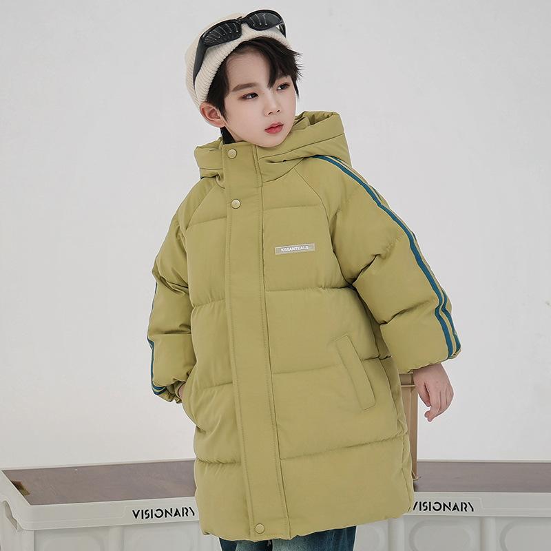 New children's winter warm mid-length lightweight fashion versatile thickened warm hooded down cotton jacket