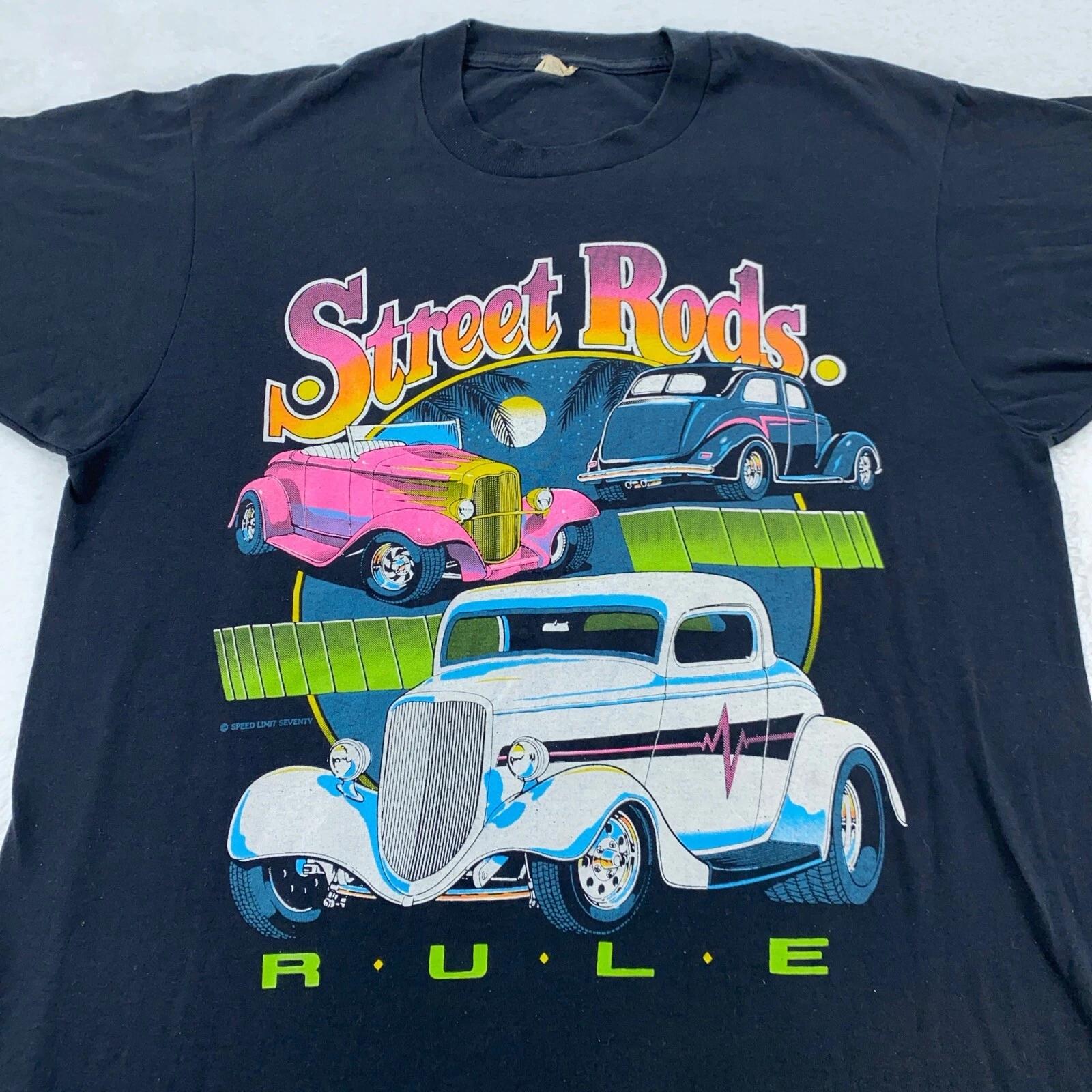 

vintage 90s STREET RODS RULE T-Shirt M/L car show hot muscle classic 4XL
