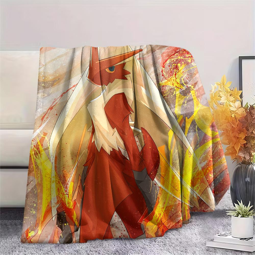 Blaziken Print Flannel Blanket, High Quality Comfortable for All Seasons, Home Decor, Warmth and Comfort