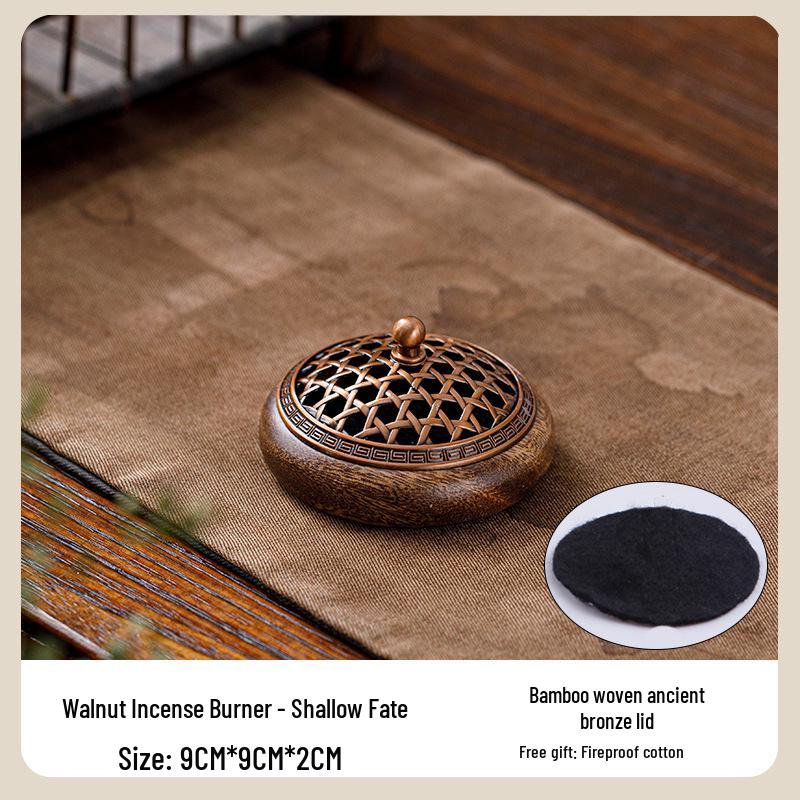 Walnut Solid Wood Incense Burner Plate - Ancient Style Indoor Sandalwood & Agarwood Holder, Chinese Creative Ornament