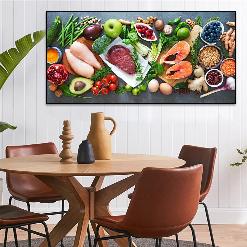 Vegatables And Meat Poster Canvas Painting Posters Prints Wall Art Pictures For Nordic Dining Room Kitchen Decoration Frameless