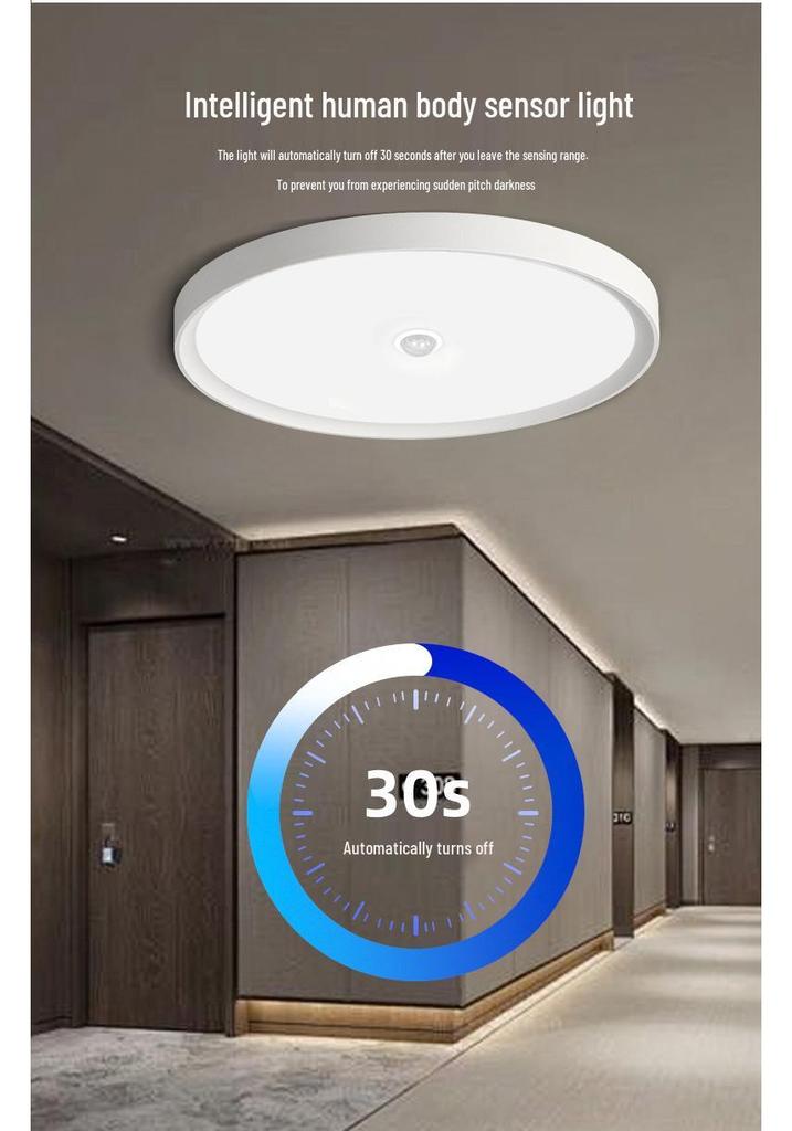 Ultra-Thin LED Radar Ceiling Light with Motion Sensor for Stairwell and Hallway