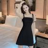 French Elegant Party Night Woman Mini Dress Patchwork Mesh Puff Sleeve Bow Sweet Girls Black Short Dresses Women Clothes Vestido