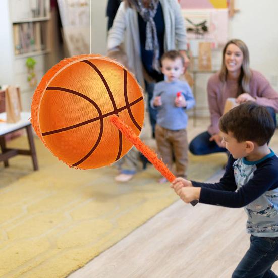 Basketball Piñata mit Augenbinde, Schläger und Konfetti, Basketball-Themenparty-Zubehör für Kinder, Erwachsene, Sport-Geburtstagsgeschenke