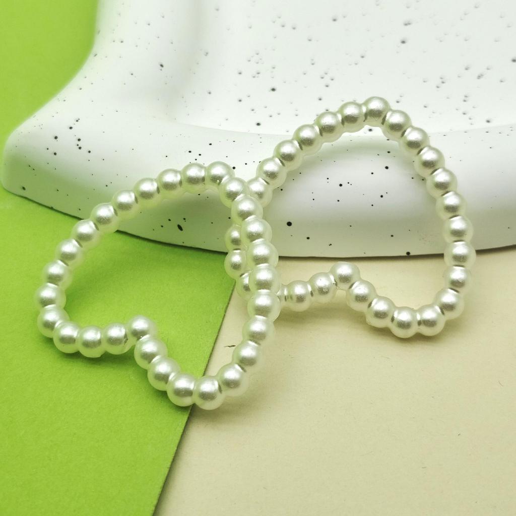 40mm Pearlescent Hollow Heart Imitation Pearl Beads for DIY Pendant and Phone Chain Decor