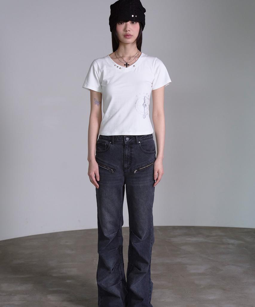 PRENDA Star Stud Short Sleeve White