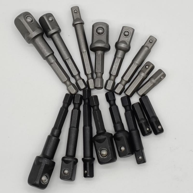 8Pcs Impact Socket Adapter Set, 1/4 3/8 1/2 Hex Shank Square Nut Driver Extension Bit Set For Power Drill Impact Driver Tool