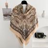 Ethnic Style Cashew Flower Scarf Women's Summer New Sunscreen Square Scarf Travel Photo Silk Scarf Air Conditioner Shawl Outside the Room