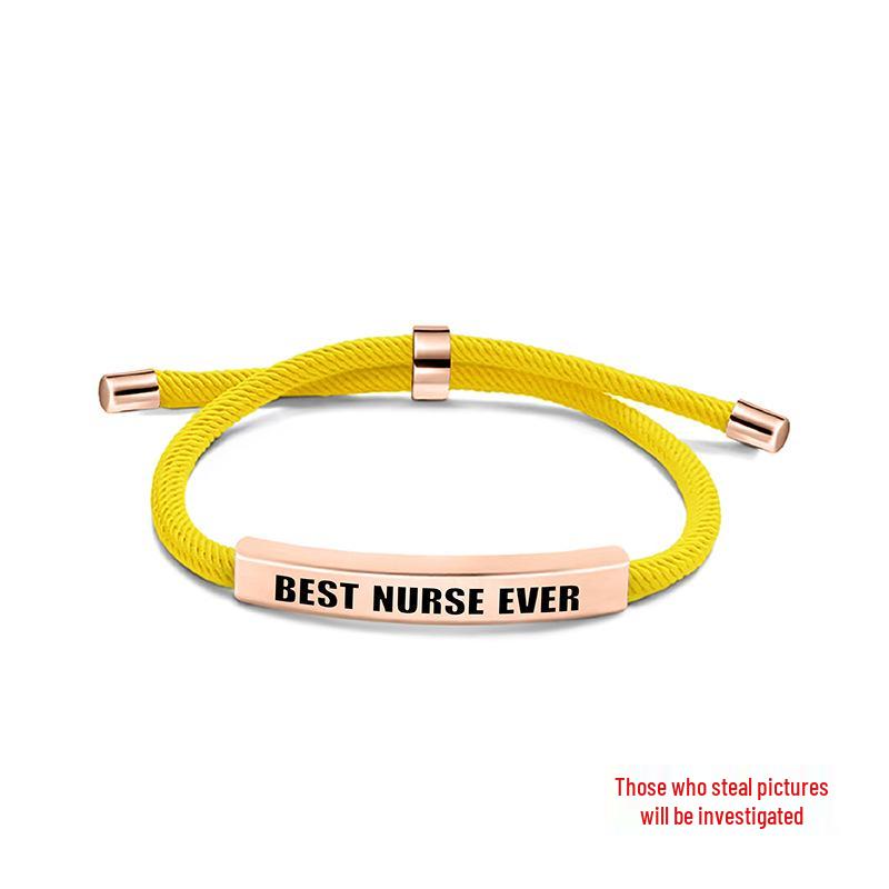 Multi-Color Engraved Stainless Steel Rope Bracelet: Nurse's Day Commemorative Christmas Gift