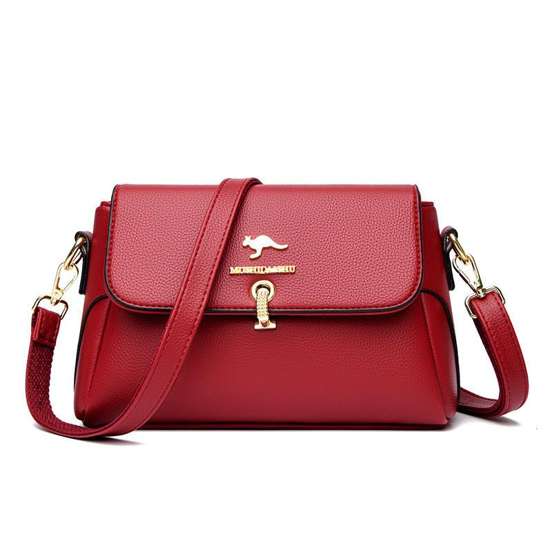 Chic Single Shoulder Bag For Moms Stylish Handbag With Lock Buckle And Sewing Line Design Medium Size Red