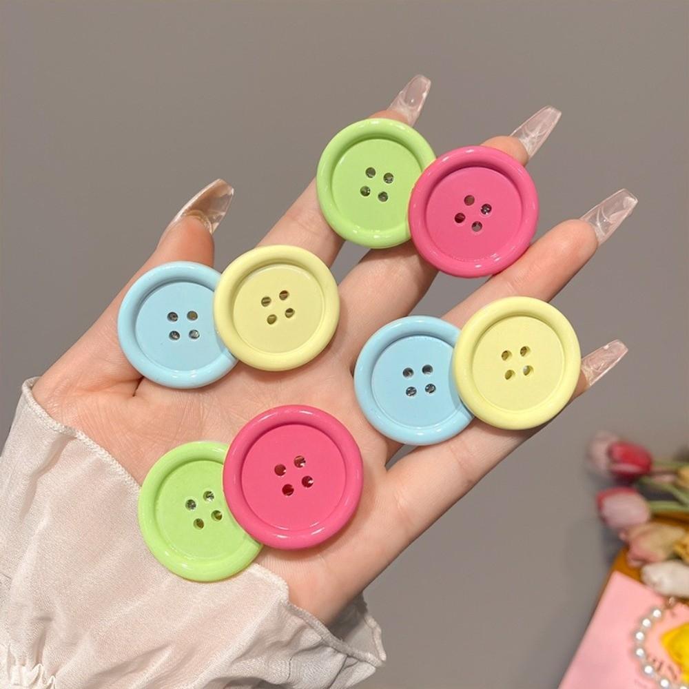 2pcs Oval Design Button Shape Hairpins Sweet Cute Barrettes Candy Color Hair Clip Daily Wear