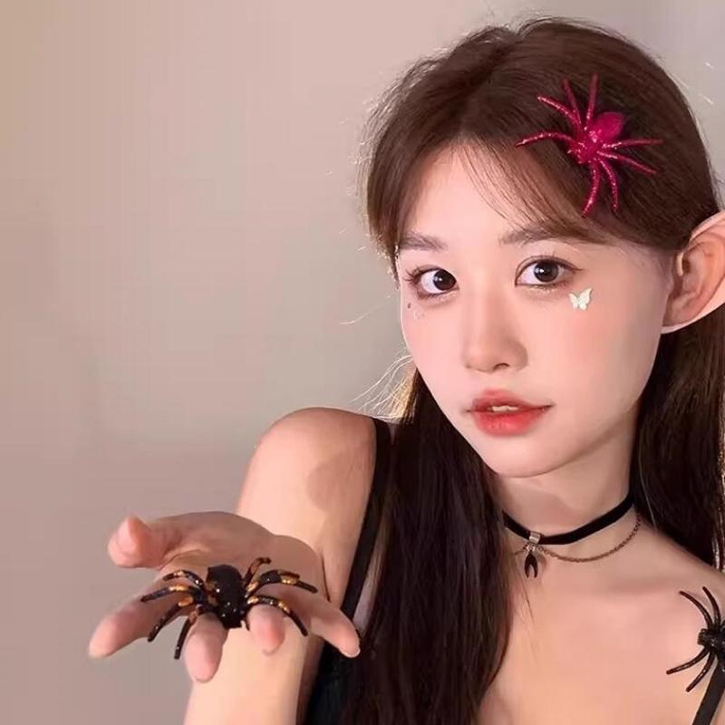 1Pc Ghost Cosplay Supply Black Spider Hairpin For Home Halloween Party Girl Hair Clip Barrettes Hair Accessories Party Supplies