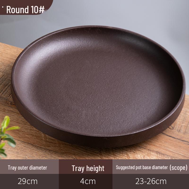 Purple Clay Ceramic Flower Pot Tray - Rectangular/Round Base for Water Catching Bonsai