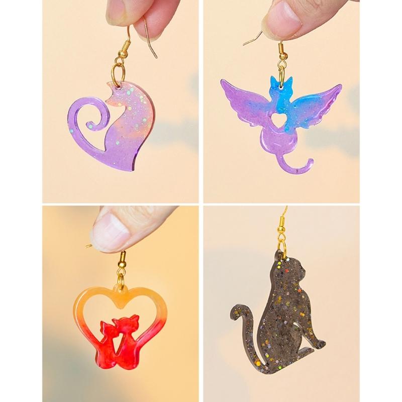 Creative Pendant Molds Earrings Silicone Mold Cats Shape Daily Wear Jewelry Molds Silicone Texture for Jewelry Making