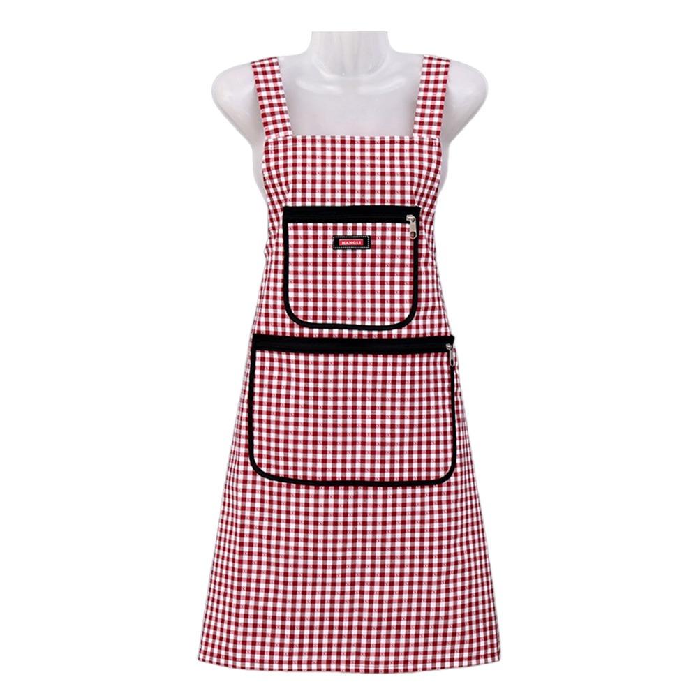 

Grids Pattern Cooking Smock Taslan Housework Clothes Comfortable Kitchen Workwear Home Bar Cafe темно-червоний колір