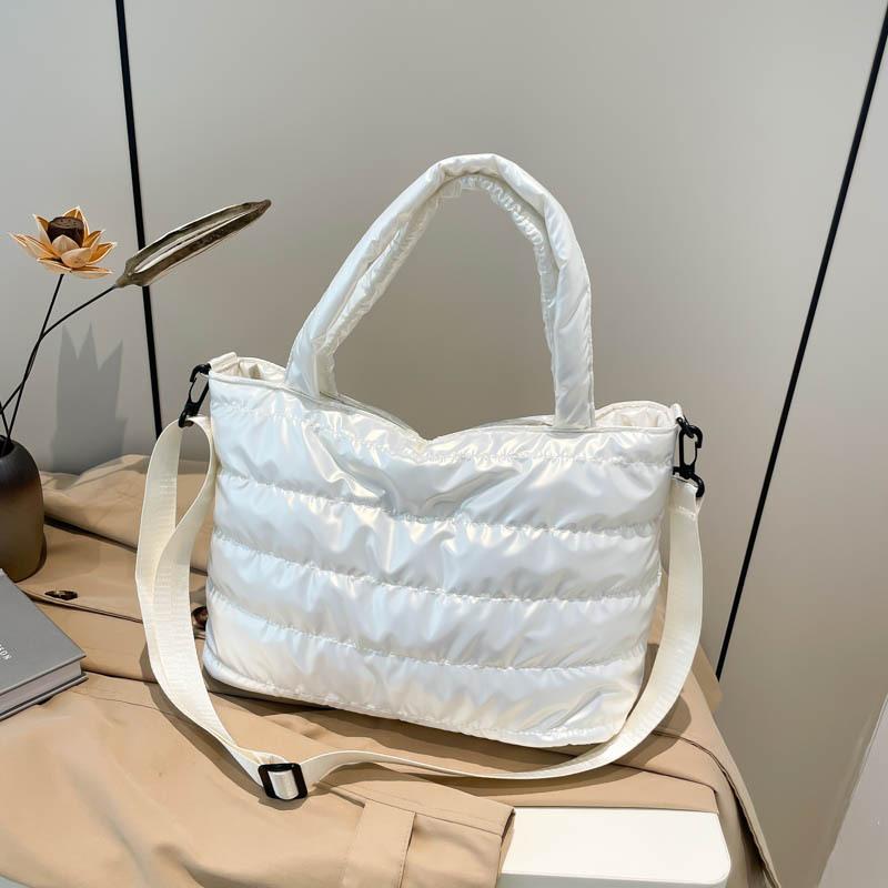 Autumn and Winter Casual Lazy Style Foreign Style Portable Wide Shoulder Strap Messenger Bag Women's Space Cotton Embroidery Thread Large Capacity