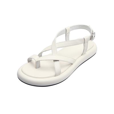 Fashion Mazefeng Women Summer Sandals Beach Sandals Fashion Flats Shoes 2024 New Sandal Non-slip Flat Sandals Buckle Black and White